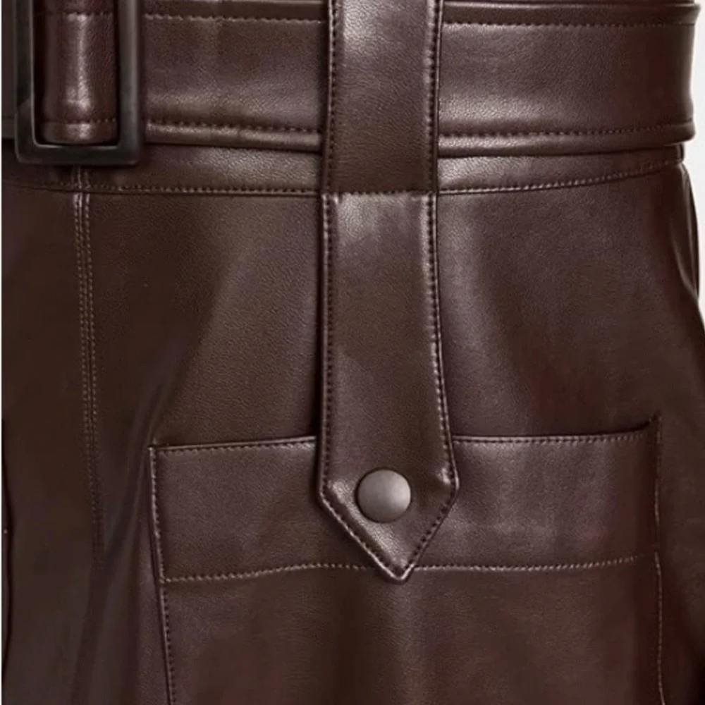 ✨ Shoshanna Faux Leather Belted Dress – Size 12 ✨ - Picture 6 of 7